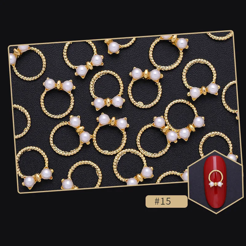 

10 Pcs/Pack Nail Rhinestones Crystals Nail Art Stones Mixed Metal Gold Nail Studs for UV Gel DIY Decors Nail Art Decoration