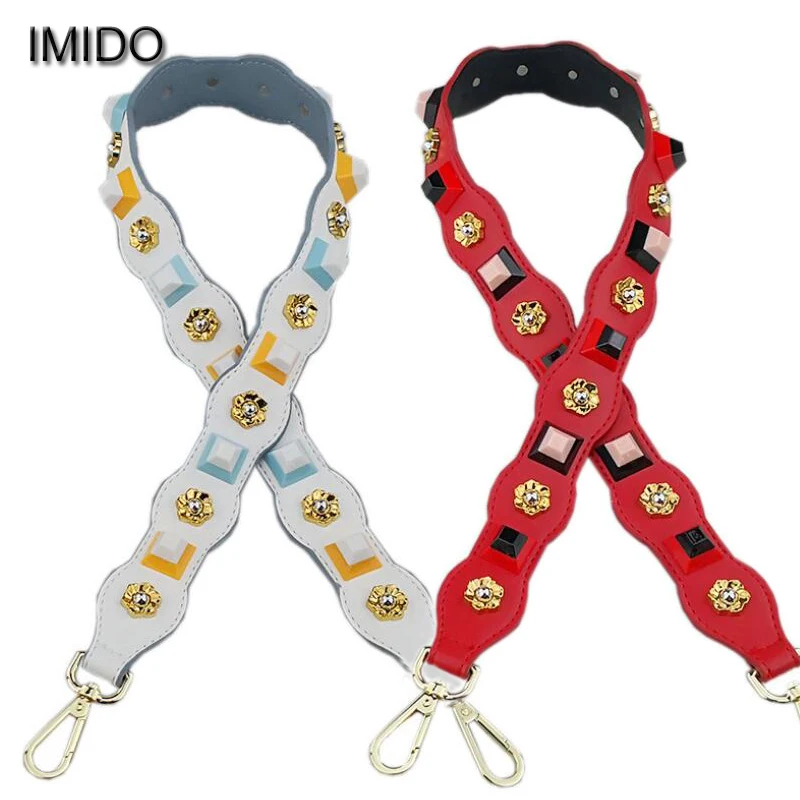 

IMIDO 90cm Luxury Rivet Women replacement straps Wide pu leather shoulder belt bag handbag accessories parts for bags DIY STP130