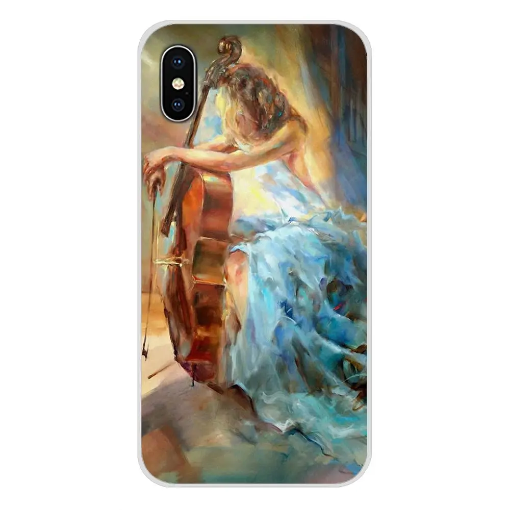Картина девушка играть аксессуары для виолончели телефон кожаный чехол Xiaomi Mi6 A1 5X