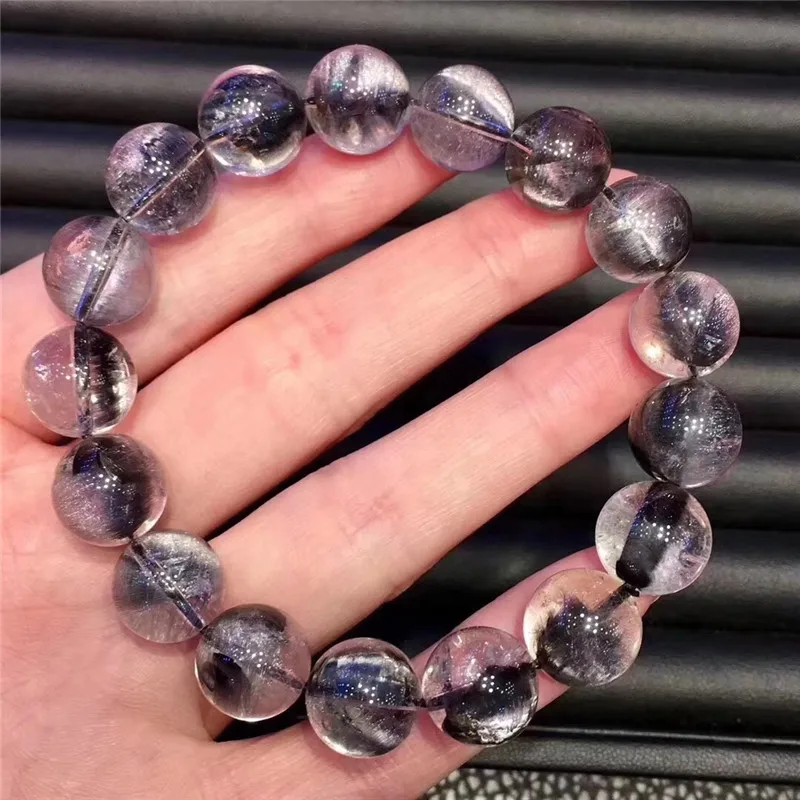 Natural Brookite Platinum Silver Rutilated Quartz Bracelet  (1)