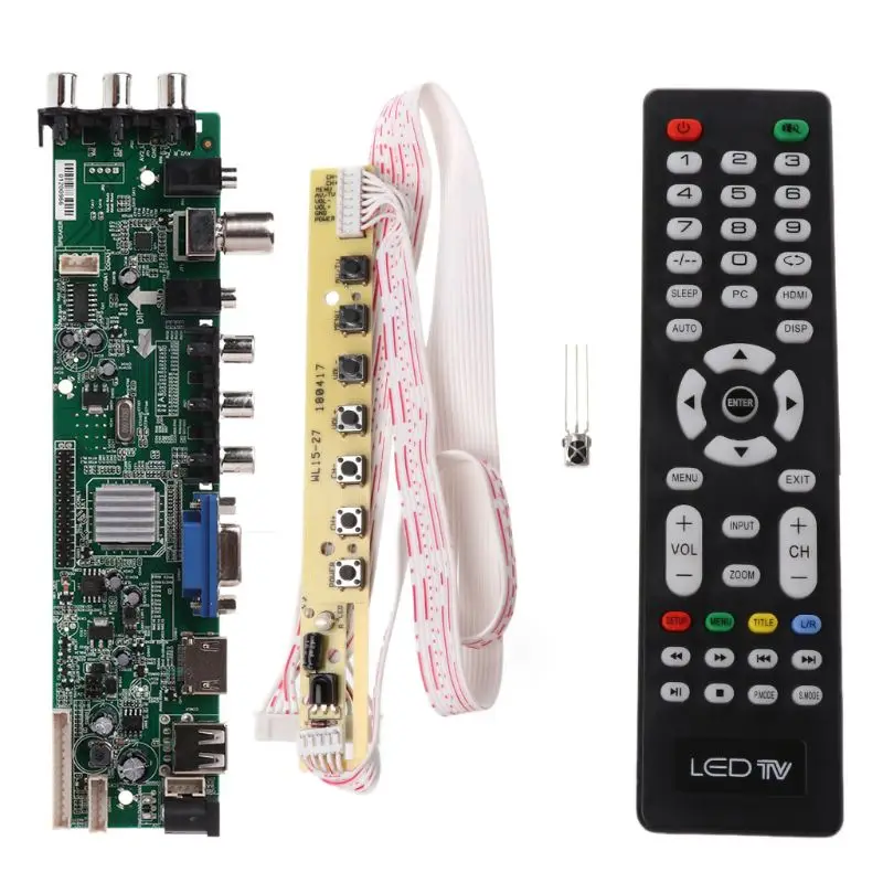 مجلس سائق الرقمية DVB-C DVB-T/T2 لوحة تحكم شاملة في التلفزيون الإل سي دي LED TV 7 زر التبديل البرونزية يربك حامل 3663 3463A