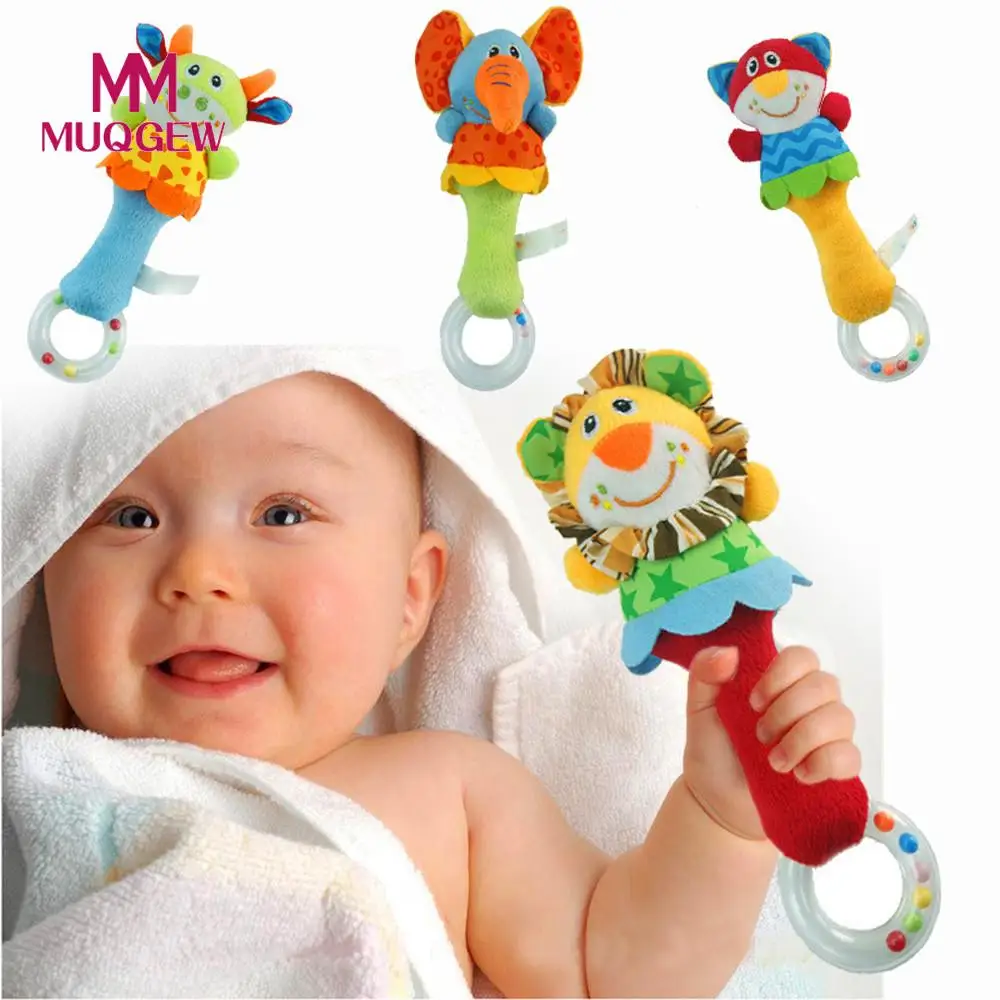 

Baby Animal Handbells Musical Developmental Toys Infant Rattles Plush Doll Comfort Bells Animal Toy Kids Baby Soft Rattles