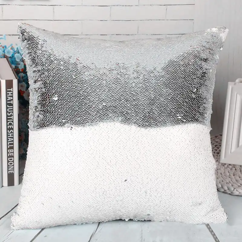Mermaid Pillow Case Reversible Diy Sequin Cushion Cover Car Home