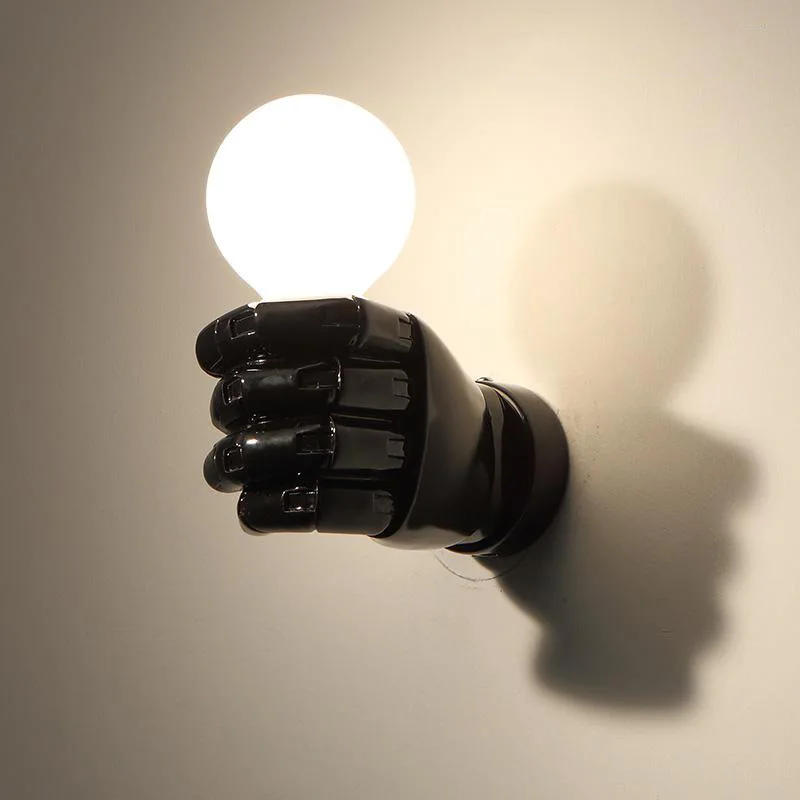 Resin fist art wall lamp retro loft restaurant bar club cafe lamp pub office balcony aisle corridor bedside light bra sconce