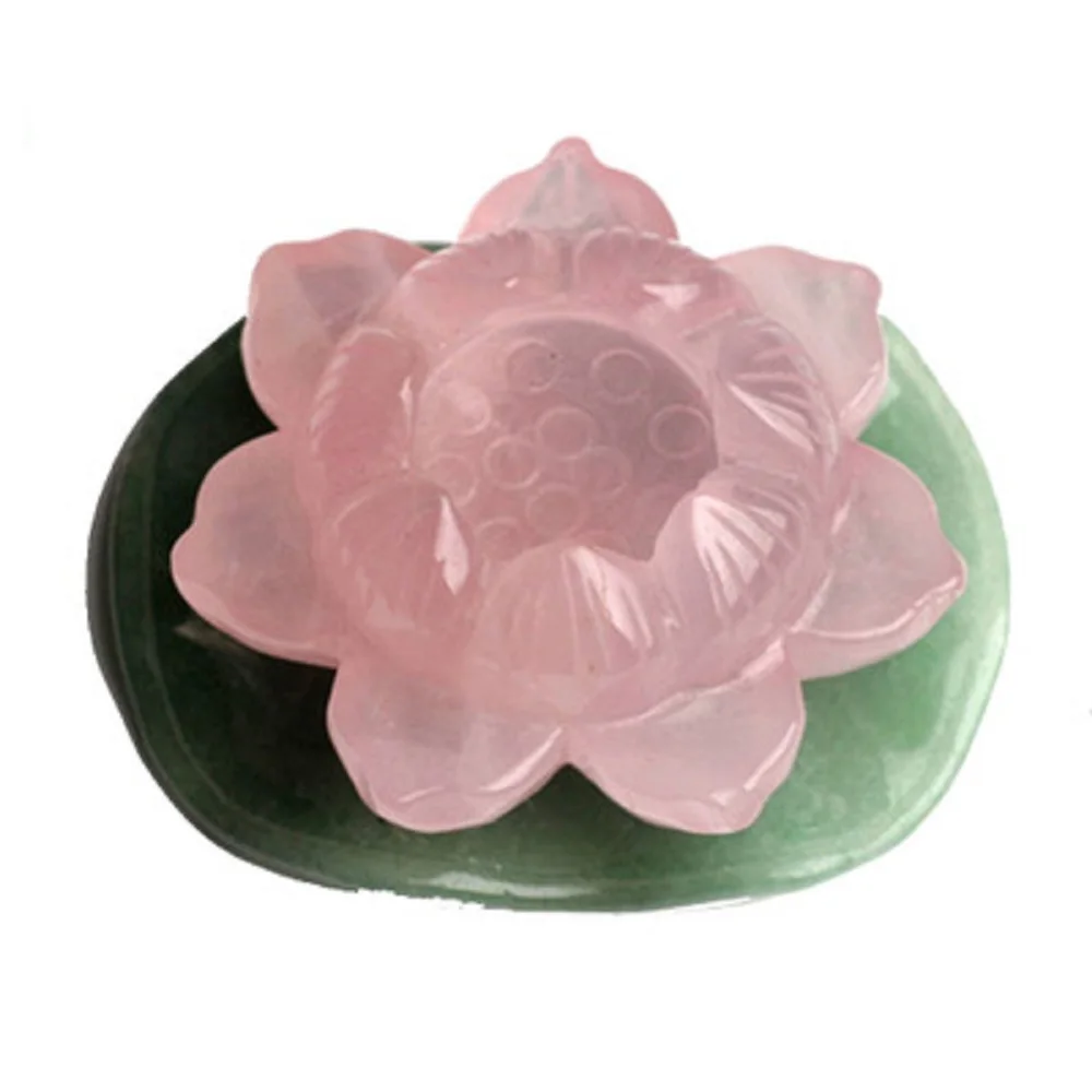 Natural Carved Rose Quartz Gemstone Lotus Flower tiger-ite Obsidian Can also do Crystal Ball Stand | Дом и сад