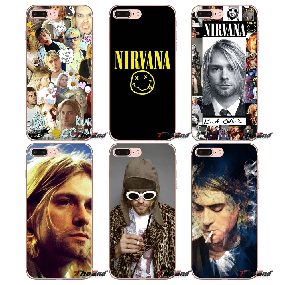 

For iPhone X 4 4S 5 5S 5C SE 6 6S 7 8 Plus Samsung Galaxy J1 J3 J5 J7 A3 A5 2016 2017 Mobile Phone Cover Bag kurt cobain nirvana