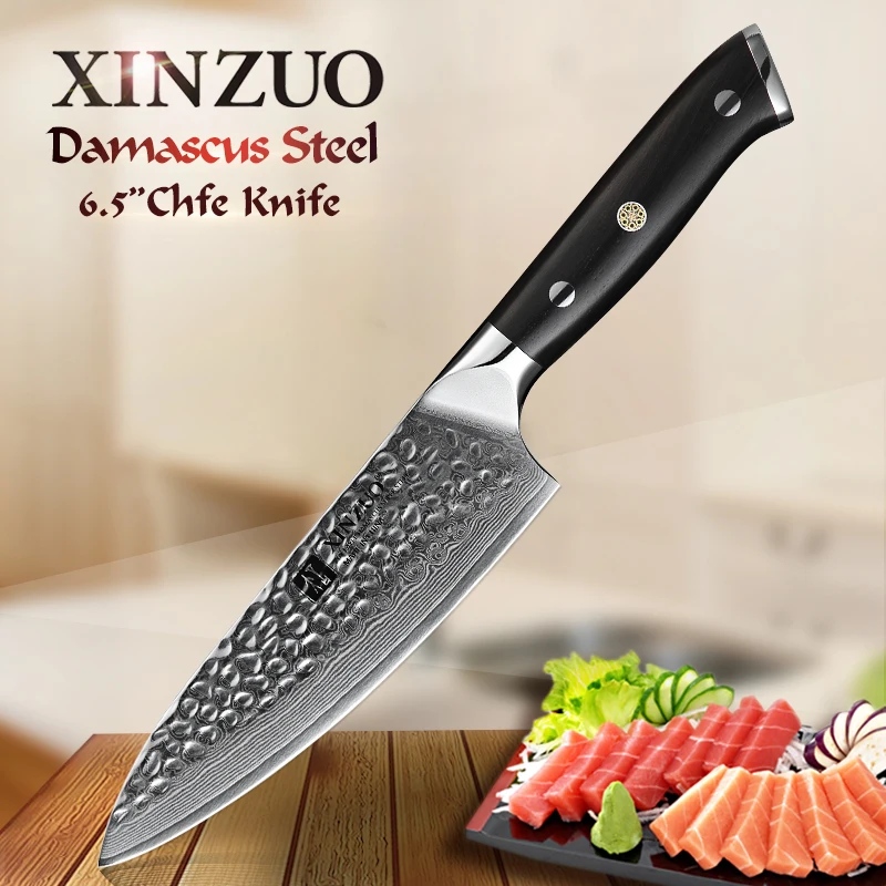 

XINZUO 6.5 inch Chef Knife Damascus Stainless Steel Sharp Kitchen Accessory Knife Steak Fruit Cooking Tool With Ebony Handle