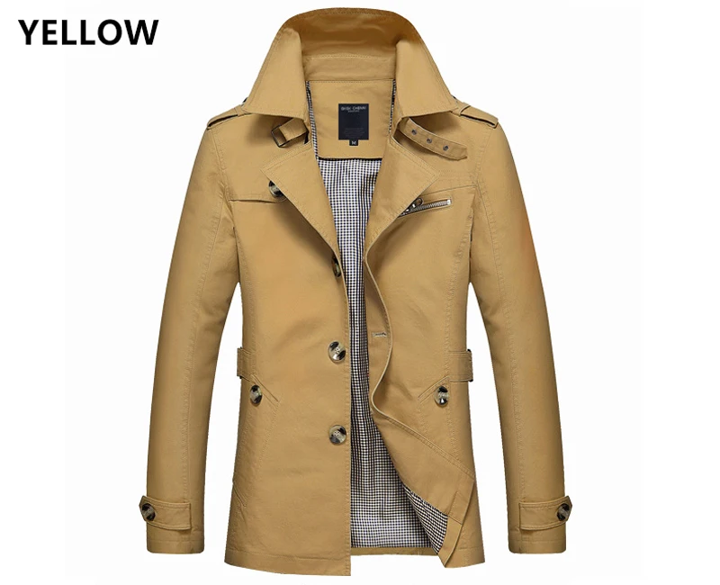 British Fashion Jackets Men Autumn Streetwear Casual Outwear Khaki Smart Long Trench Men Windbreaker Classical Business Coats