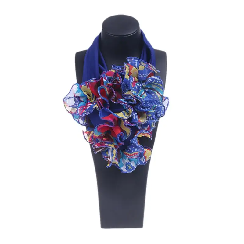 Женский цветочный шарф-воротник роскошный цветочный принт шейный платок кольцо шейный платок шарфы - Цвет: 9