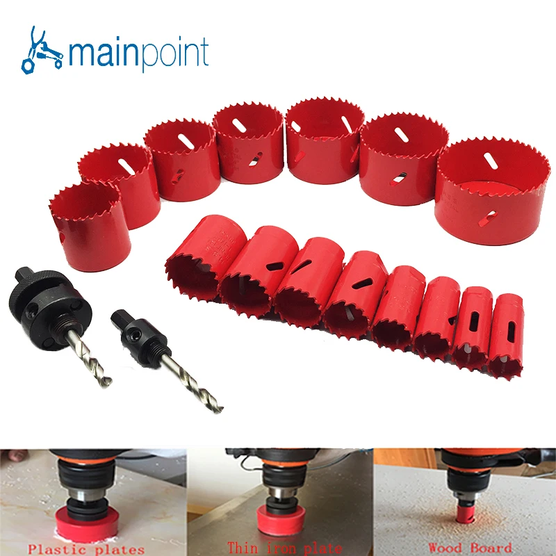 

Mainpoint HSS Bi-Metal Hole Saw Kit With The Drill PowerTool Accessorie 19-76mm For Metal working Cutting Metal Steel Hand Tools