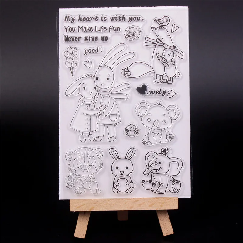 

Transparent Clear Silicone Stamps for DIY Scrapbooking Card Making diy photo Roller album Decorative Cartoon rabbit Stempel U