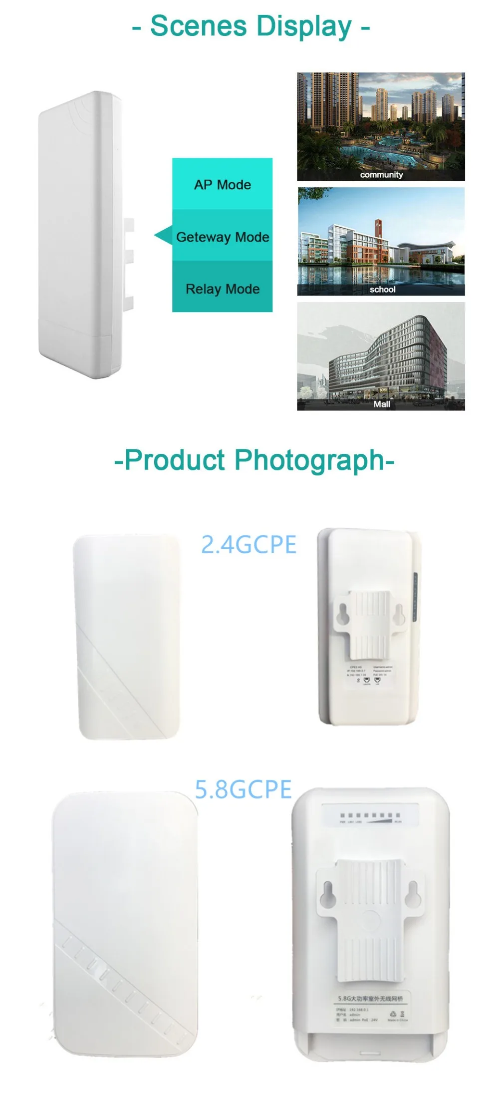 ANDDEAR-9531Chipset Wi Fi маршрутизатор repetidor gama larga 300 Мбит/с 2,4 ГГц AP al aire libre CPE AP Пуэнте cliente