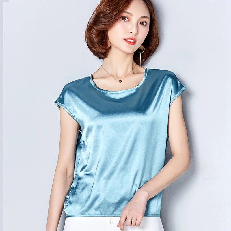 2018 Summer 8 Color Plus Size Sleeveless O Neck Satin Tanks Women