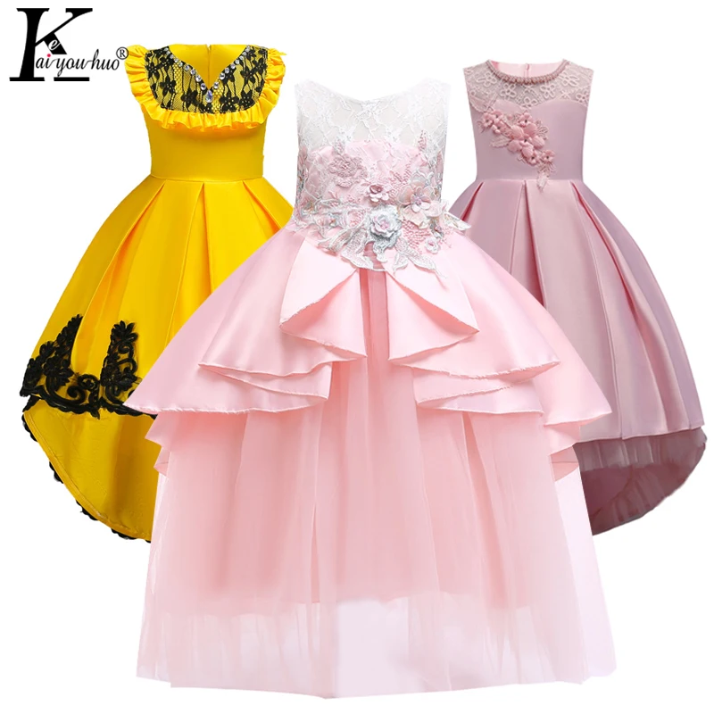 2019 Летние Детские платья для девочек элегантное платье принцессы с цветочным узором для девочек свадебное платье подростков вечерние