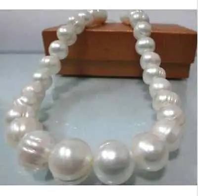 

Wholesale FREE SHIPPING > AAA+HUGE 13-12MM NATURAL SOUTH SEA WHITE BAROQUE PEARL NECKLACE 18" 14KGP