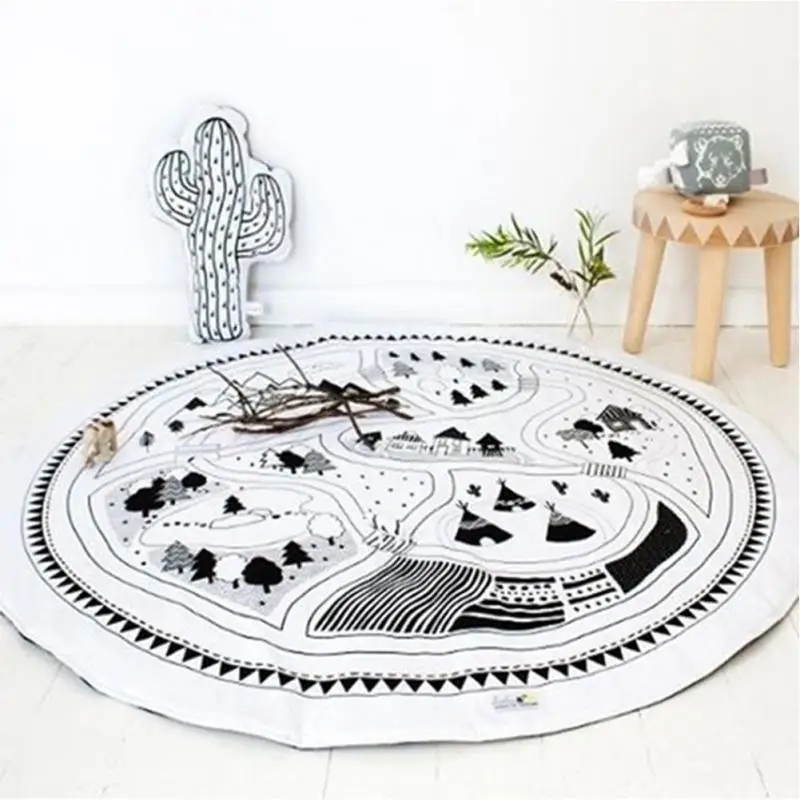 

97CM Baby Round Carpet Game Pad Kids Playmats Baby Crawling Blanket Gym Play Mat Children Indoor Playing Toys Decoration Gift