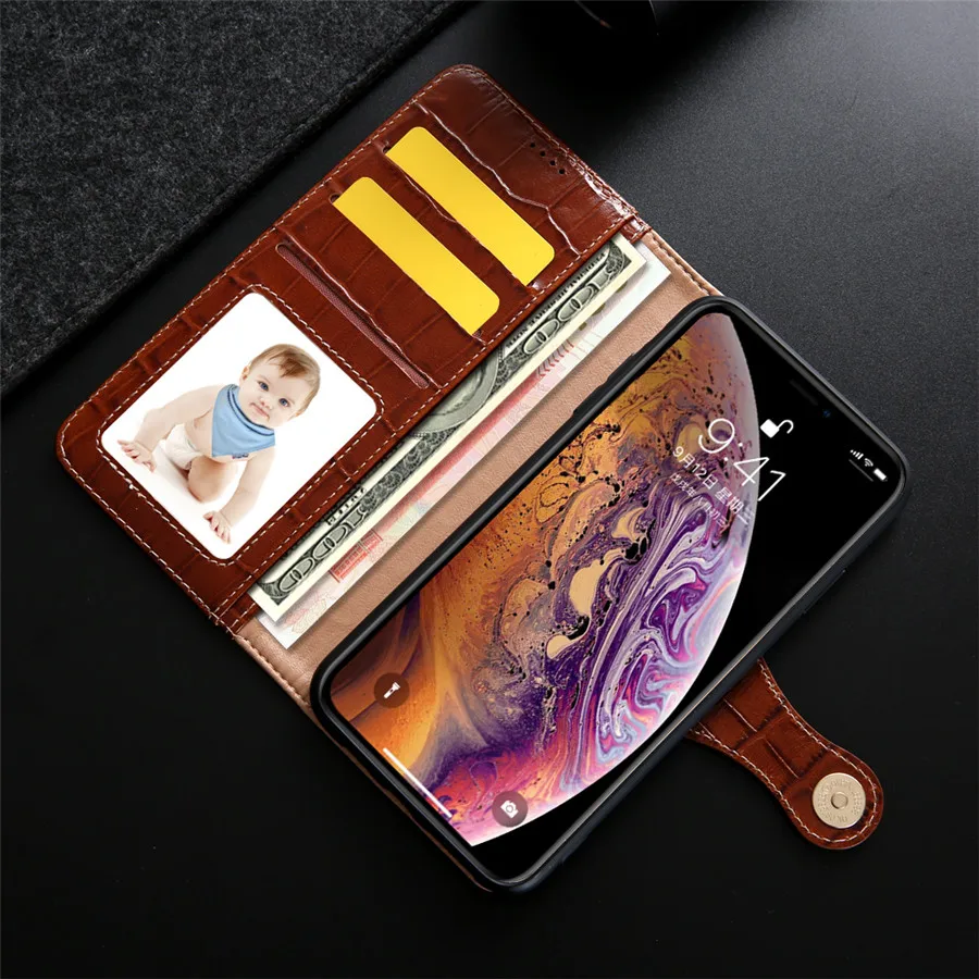 Роскошный чехол кошелек для Iphone Xs Max Xr X 8 7 Plus книжка из натуральной кожи с
