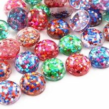 40 шт 12 мм новые модные разноцветные Кабошоны с плоской задней частью из смолы, драгоценности камеи, аксессуары