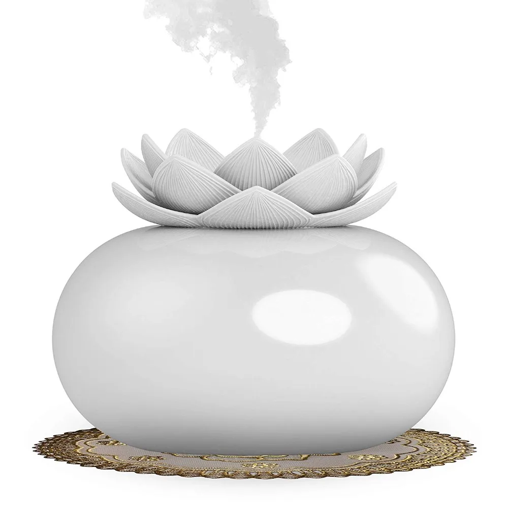 

Essential Oil Diffuser Decorative Aromatherapy Diffuser Cute Lotus Ceramic Humidifier Crafts Ornaments USB for Home Bedroom