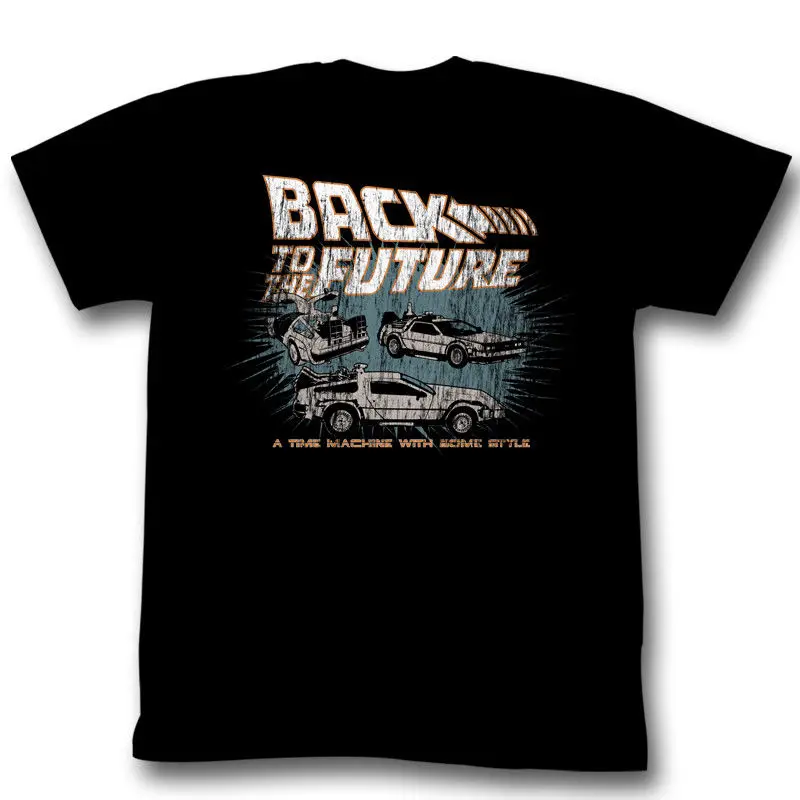 

BACK TO THE FUTURE CARS BLACK Men's Adult Short Sleeve T-Shirt Casual Plus Size T-Shirts Hip Hop Style Tops Tee S-3Xl