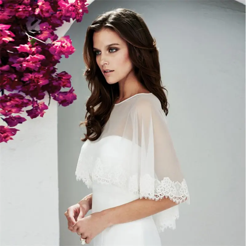 

Summer Romantic Wedding Bolero Lace Shrug Shawl Women Bolero For Wedding Jacket White/Ivory Cheap Wedding Accessories