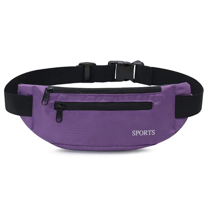 Водонепроницаемая нейлоновая поясная сумка для бега с 3 карманами на молнии поясная сумка для туризма - Цвет: Фиолетовый