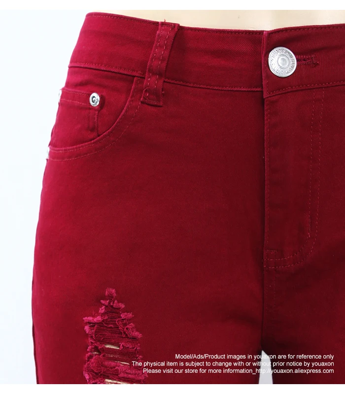 2095 youaxon рваные джинсы женские эластичные рваные брюки обтягивающие женские джинсы карандаш брюки с потертостями