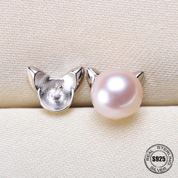 

HOT High Quality 925 Sterling Silver Stud Earrings Settings DIY Pearl Earring Hooks Findings Women's Jewelry Making Accessories