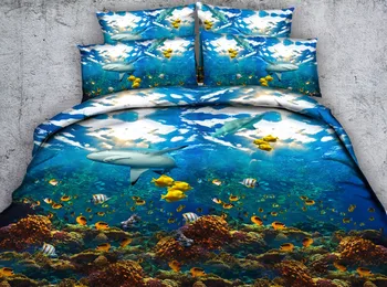 

Underwater World Tropical Fish Coral Reef 3d marine shark duvet cover luxury child/adult comforter Bedding Sets blanket cover