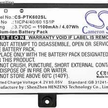 Кэмерон китайско 1100 мА/ч, Батарея 1ICP4/40/60 1S1P для карманной книги Pro 602/603/612/902/903/912/920/920.W