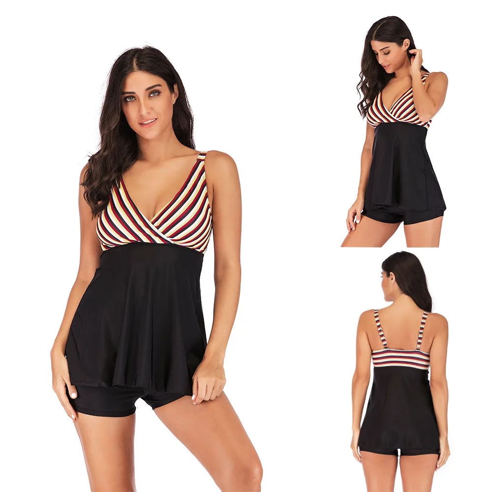

Ru Ya Fashion Swimwear Large Size Bikini Set 2019 Woman's Swimwear Two Piece Print Halter Swimsuit Bandage Swim Suit For Women