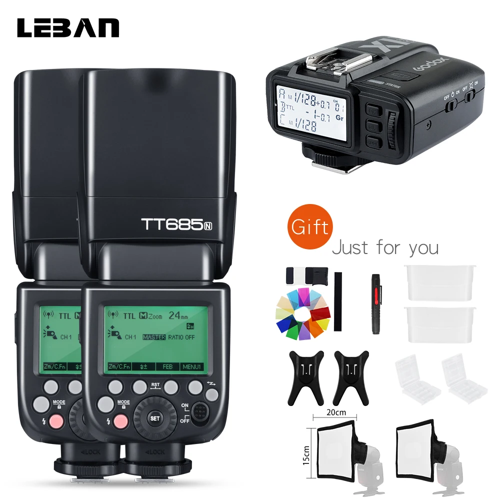Высокоскоростная Беспроводная вспышка Godox 2x TT685N i TTL 2 4G с передатчиком вспышки X1N