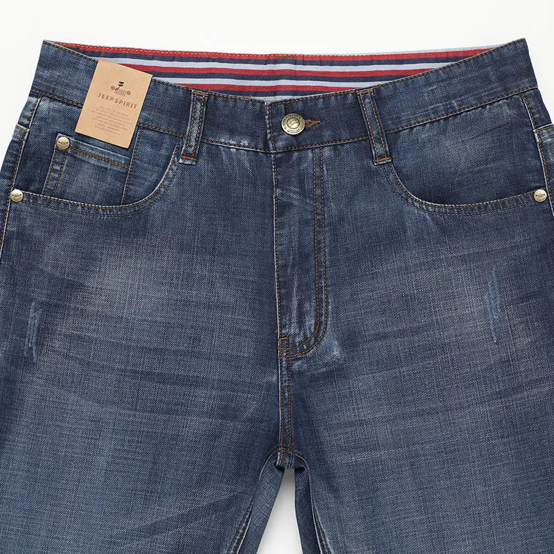 2019 Spring Summer JEEP Brand Cotton Jean Elastic Mens Casual Full Length Mid Waist Straight Jeans Cotton Pants Fashion Trousers (24)
