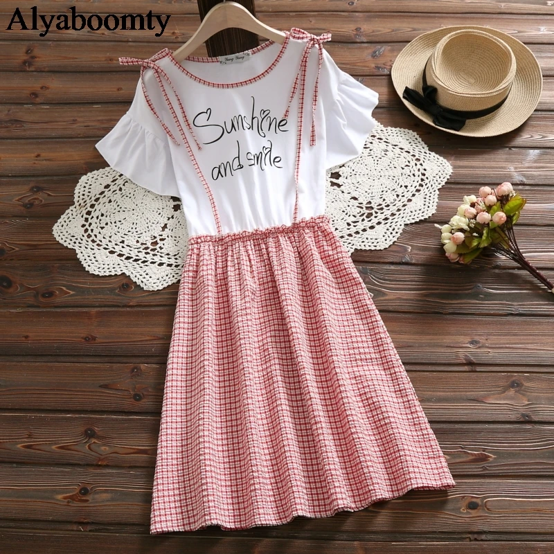 

Preppy Style Summer Women Cute Dress Suspenders Embroidery Letter School Uniform Red Gray Elegant Kawaii Mori Girl Plaid Dresses