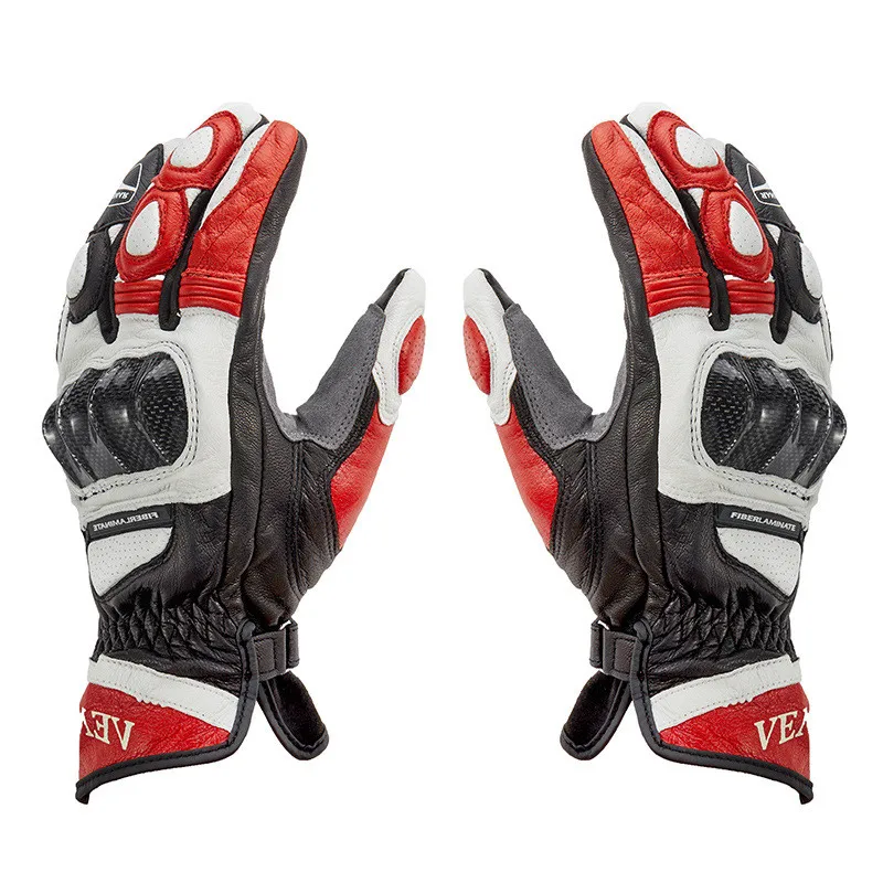 

Pair Red/Black Cycling Glove Bicycle Riding Bike Full Finger Leather Glove Motorcycle Winter Autumn Breathable
