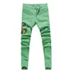 2021 New Fashion Ripped Jeans Men  Embroidery Skinny Pants Man Spring Summer Yellow green pink Demin Pants Plus Sizer 3