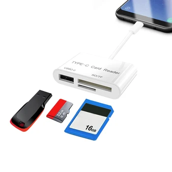 

3 in 1 Type C Cable USB Adapter SD Card Reader Micro SD TF Type Connection Camera for Macbook Pro -C Door