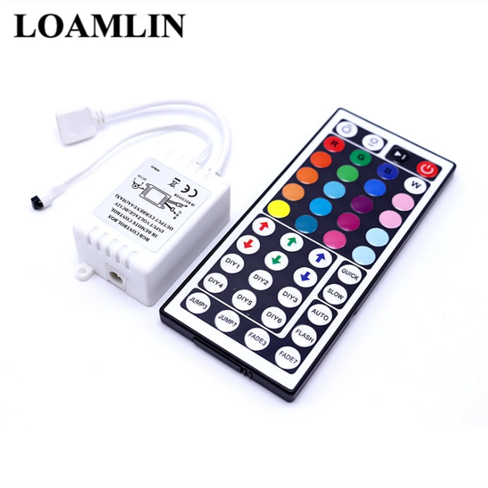 

RGB IR Remote Control 44 Key DC12V Dual Connector Output Infrared Controller Suitable For SMD 5050 2835 RGB LED Strip