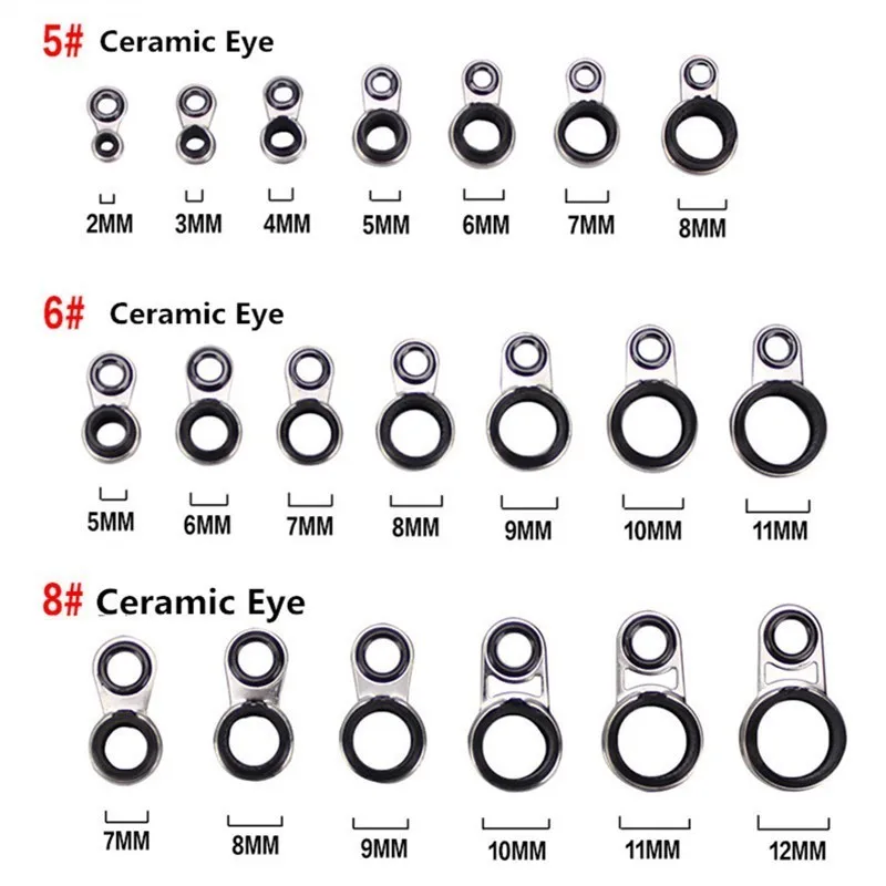 

1x Telescopic Sea Fishing Rod Guides Rings 2/3/4/5/6/7/8/9/10/11/12mm Dia. Rock Fishing Rod Guide Rings Tips Repair Accessories