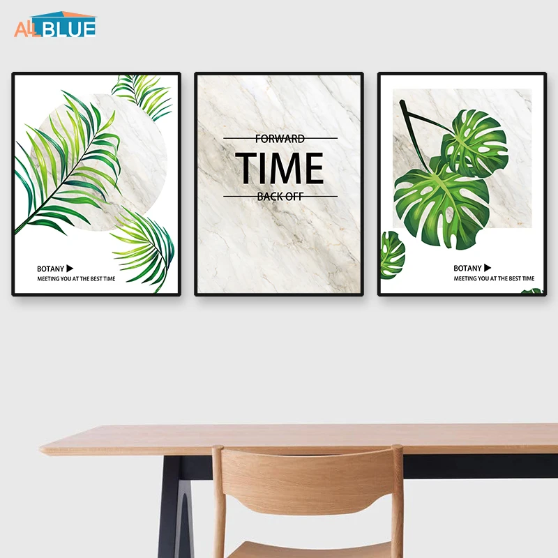 

Marble Canvas Art Leaves Posters Prints Wall Art Canvas Paintings For Living Room Wall Pictures Time Quote Cuadros Decoracion