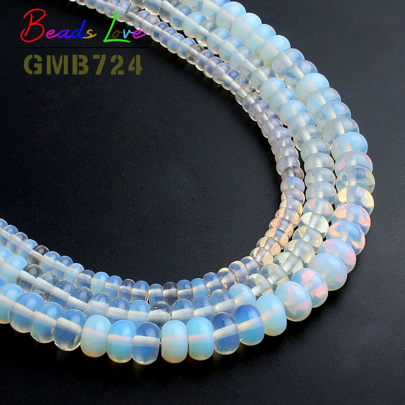 

Natural Stone Beads White Opal Rondelle Stone Beads For Jewelry Making 15.5inches 6/8/10mm Spacer Beads Making Bracelet