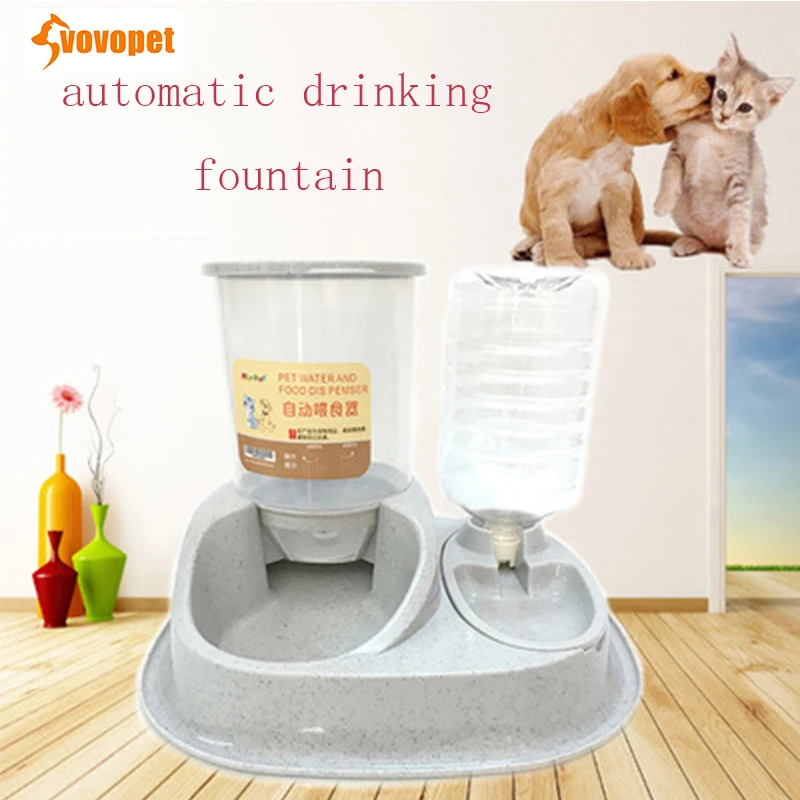 

VOVOPET Cat Dog Automatic Feeders Set drinker Fountain big capacity Detachab Auto Pet Water Dispenser Pet feeding drinking bowl