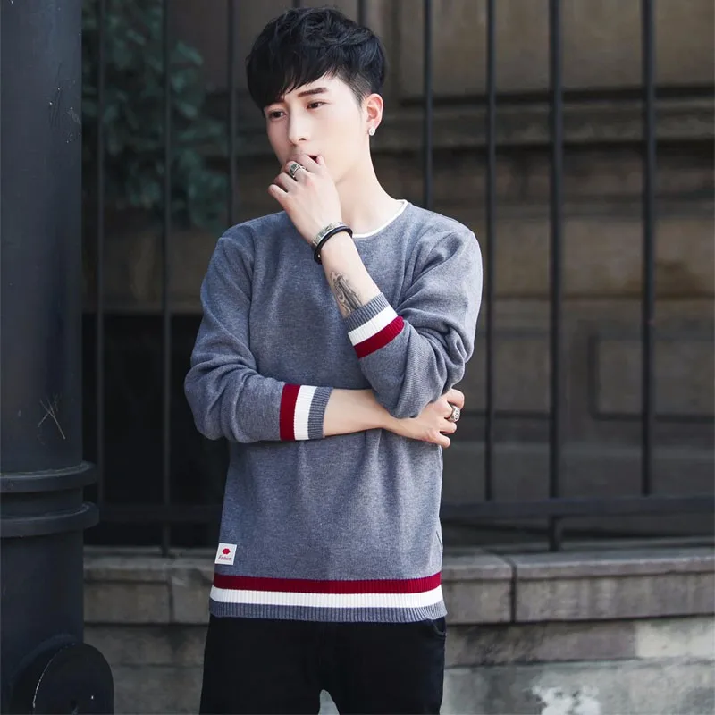 Autumn new sweater men fashion outerwear striped wool warm pullovers homme clothing plus size 3XL o-neck long sleeve sweaters