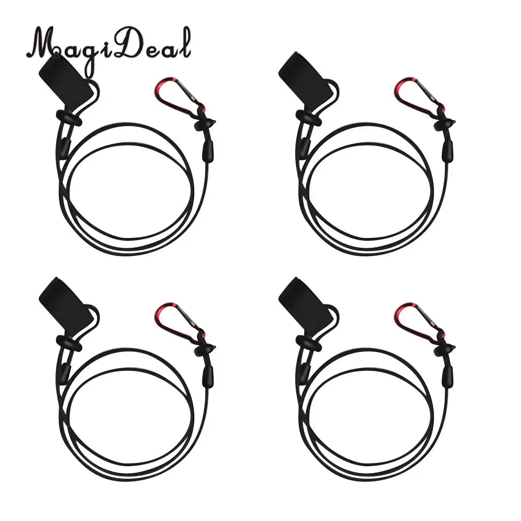 MagiDeal 4Pcs 107cm Elastic Kayak Paddle Leash Fishing Rod Holder Safety Lanyard Tether for Small Boat Canoeing Water Sport Acce