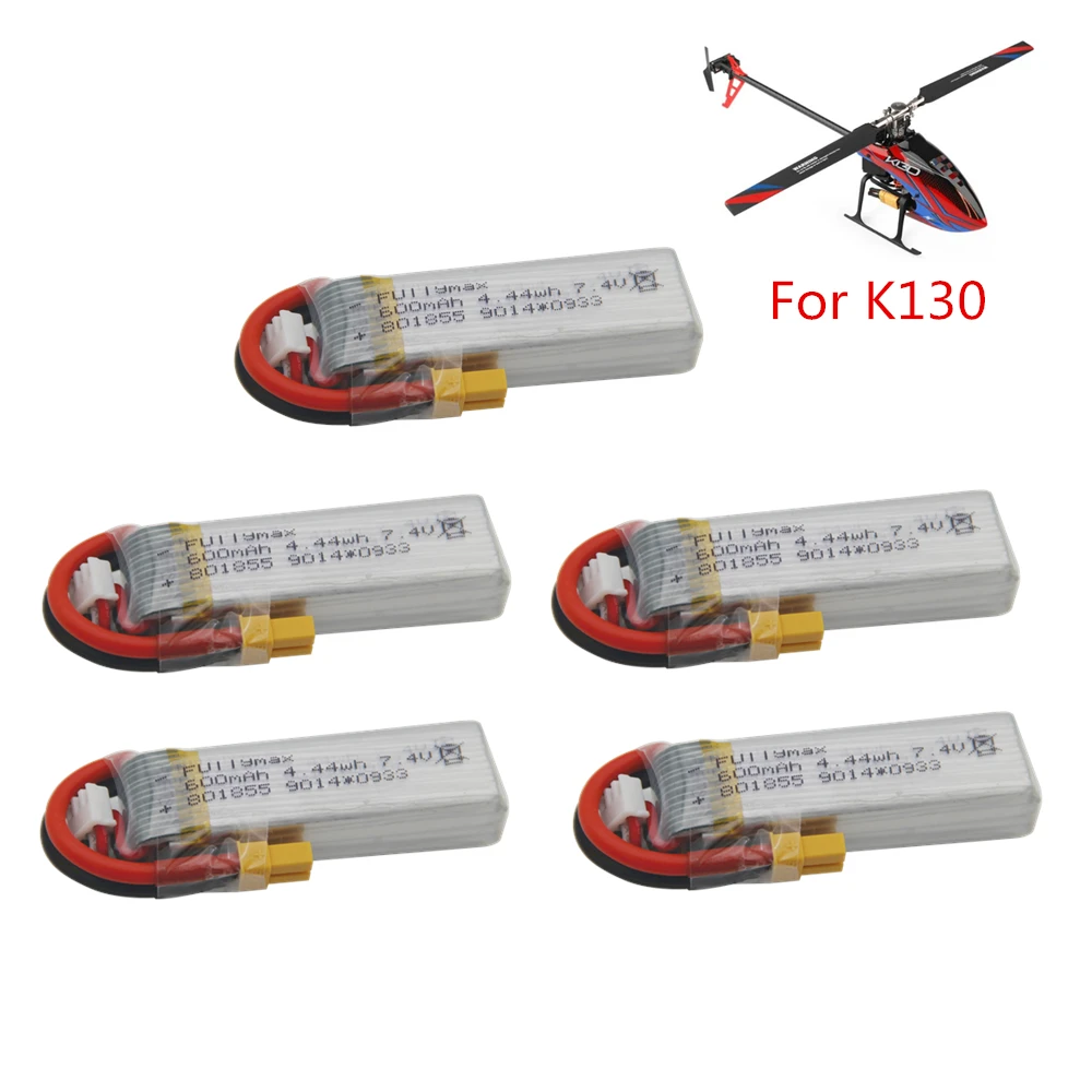 

5PCS 7.4V 600mAh Lipo Battery For XK K130 RC Helicopter Spare Parts Accessories XK K130 Battery