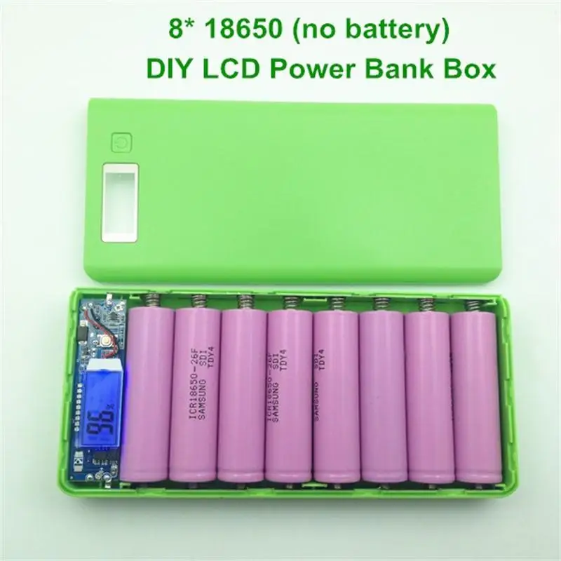 RACAHOO 8x18650 DIY Battery Power Bank Shell Case Box 5V Dual USB LCD DIY for iphone 6 7 7Plus for Samsung S6 S7 ( No Battery )