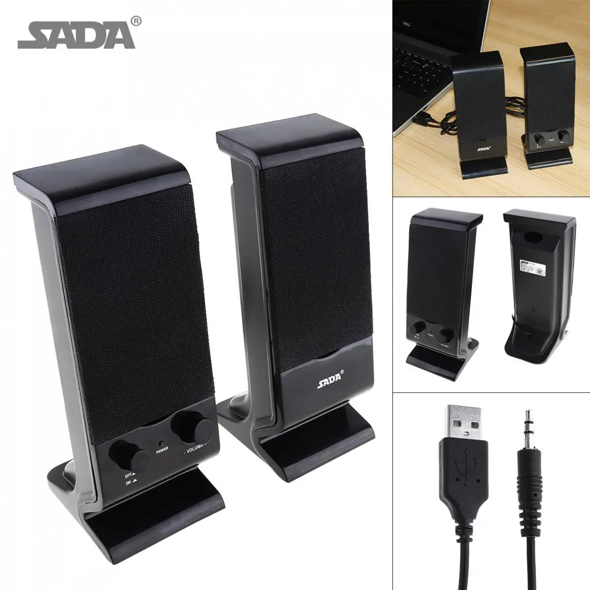 SADA V 112 Portable Stereo Bass USB Combination Computer Speaker Mini