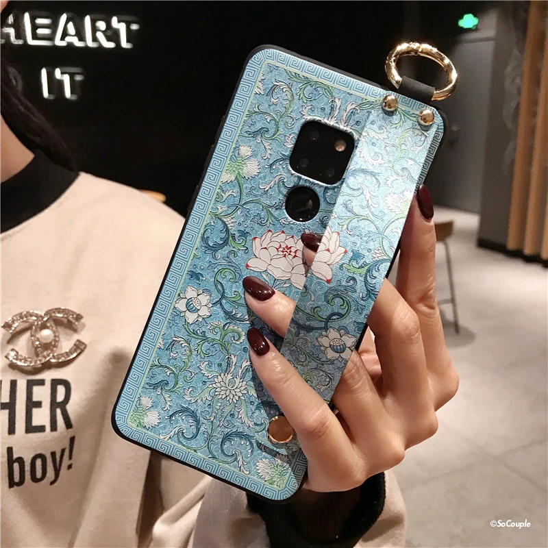 SoCouple Wrist Strap Soft TPU Phone Case For Huawei P20 Pro Lite For Mate 10 20 Pro P10 plus Nova 3 3i 2s Flower embroidery Case (3)