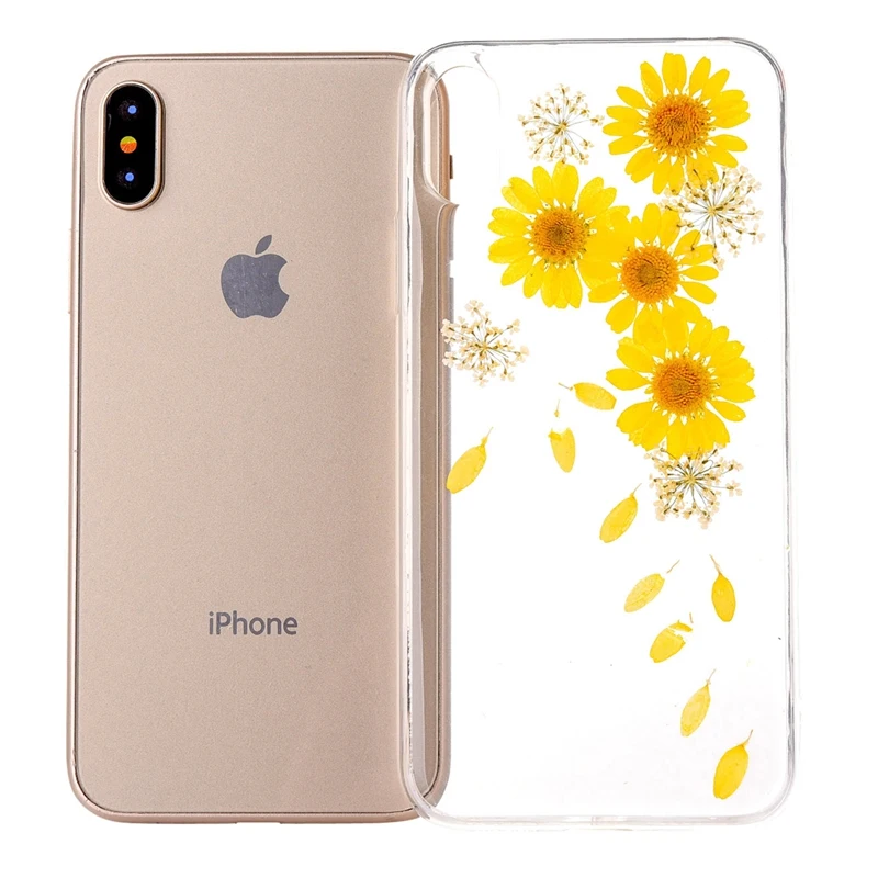 HOTR For iphone X Case Fashion Dry Real Flowers Soft TPU Cover 6s 6 7 8 9 plus XS XR MAX Protect Phone |