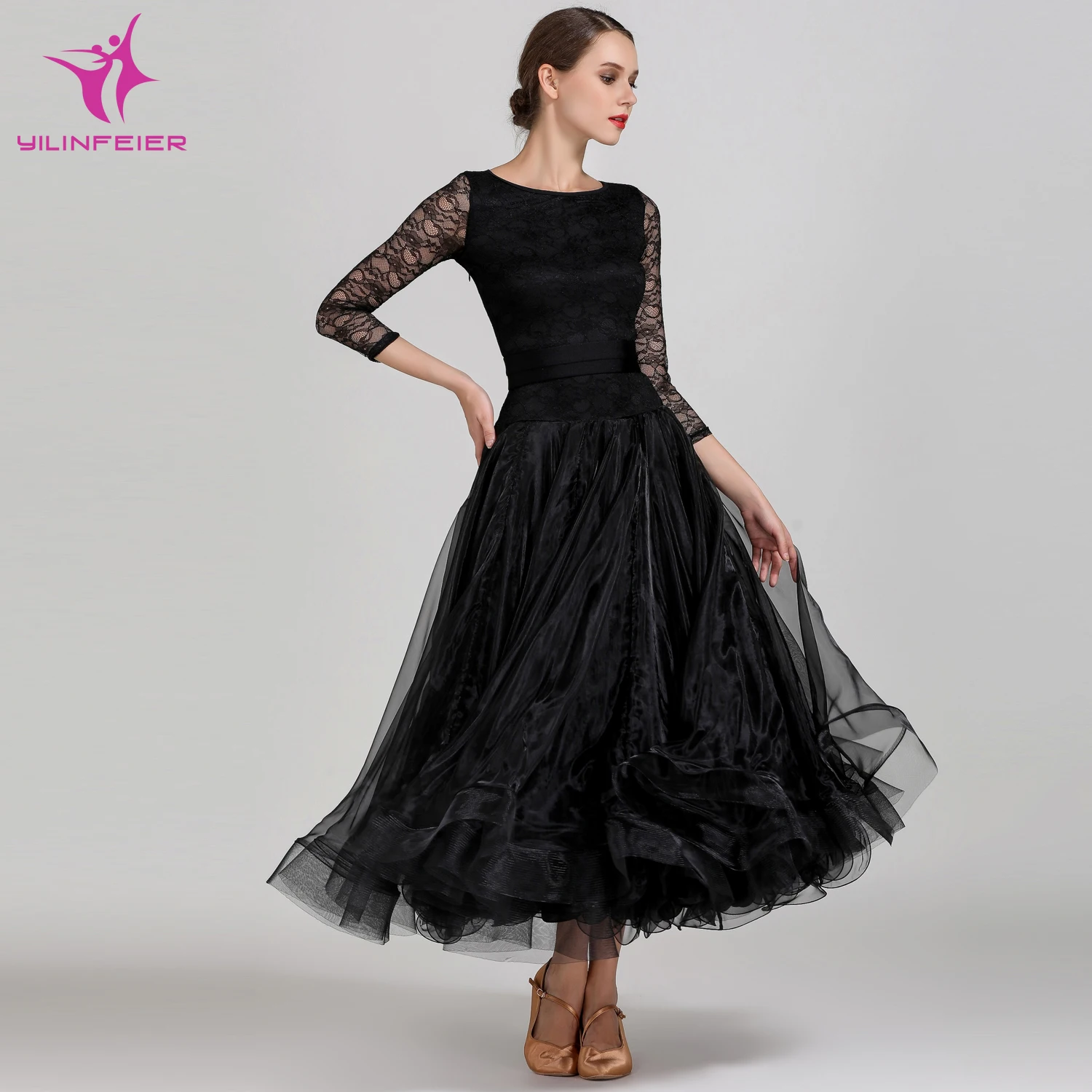 

YILINFEIER 1855 Modern Dance Costume Women Ladies Dancewear Waltzing Tango Dancing Dress Ballroom Costume Evening Party Dress